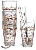Ritzenhoff & Breker Latte Macchiato Becher Sana 370 ml, 4 Stück - Material: Edelstahl - Glas - Tassen Typ: Latte Macchiato Becher - Ausstattung: Löffel - Detailfarbe: Silber - Transparent - Volumen: 370 ml