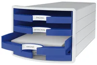 HAN Schubladenbox Impuls Blau - Anzahl Schubladen: 4 - Verpackungseinheit: 1 Stück - Material: Kunststoff - Detailfarbe: Weiss - Blau