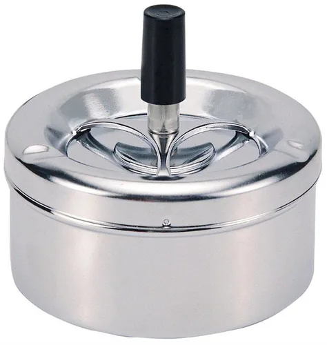 Dameco Aschenbecher mit Schleuderdeckel, Silber - Materialtyp: Metall - Material: Metall - Anzahl Behälter: 1 - Detailfarbe: Silber