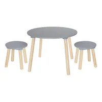 JABADABADO Runder Tisch inkl. 2 Hocker H13221 grau, Höhe 42.5cm, Ø 59cm