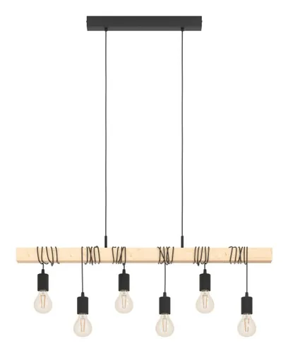 EGLO Leuchten Pendelleuchte TOWNSHEND schwarz, braun exkl. E27 6x60W - Betriebsart: Netzbetrieb - Lampensockel: E27 - Farbtemperatur Kelvin: Je nach Leuchtmittel - Gesamtleistung: 360 W - Farbwiedergabeindex CRI: 0 - Dimmbar: nicht dimmbar