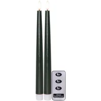 Star Trading LED-Stabkerzen Set Flamme Slim, 2 Stück, Grün - Betriebsart: Batteriebetrieb - Fernbedienung: Ja - Aussenanwendung: Nein - Höhe: 28.5 cm - Timerfunktion: Ja - Set: Ja