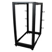StarTech.com Open Frame Rack 25HE - 4 Pfosten Serverschrank - 58 cm - 104 cm tiefenverstellbar mit Rollen / Nivellierfüße und Kabelverwaltung (4POSTRACK25U)