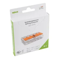 WAGO Steckklemme COMPACT 5 x 0.14-4 mm², 8 Stück - Verwendung Klemmen: Drähte + Litzen - E-Nr.: 239966 - Typ: Klemme - Klemmstellen: 5 × - Detailfarbe: Transparent - Eigenschaften Hausinstallation: Betätigungshebel