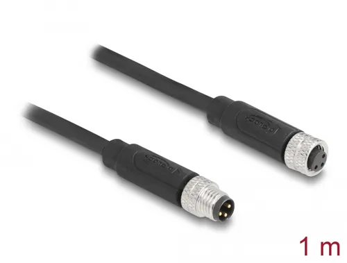 DELOCK M8 3 Pin Kabel A-kodiert St. zu Bu. PUR TPU 1 m