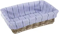 Nouvel Brotkorb Sennenlook, Strohfarben, 32 x 23 x 9 cm - Material: Holz - Detailfarbe: Hellblau