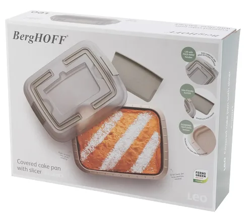 BergHOFF Cake-Backform Leo Balance mit Deckel und Spatel 38.5 x 29 cm - Materialtyp: Metall - Material: Karbonstahl - Detailfarbe: Beige - Set: Ja - Backform Typ: Cake-Backform - Verpackungseinheit: 1 Stück