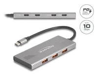 DELOCK 7 Port USB Hub 10 Gbps mit 4 x USB Type-C Buchse und 3 x USB Typ-A Buchse mit PD 80 W