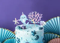 Partydeco Kuchen-Topper Narwal 1 Stück, Mehrfarbig - Material: Papier - Motiv: Unterwasserwelt - Verpackungseinheit: 1 Stück - Detailfarbe: Mehrfarbig