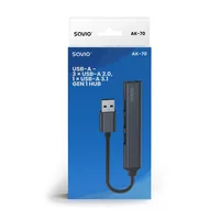 SAVIO Hub AK-70 USB-A - 3 × USB-A 2.0, 1 × USB-A 3.1 GEN 1, 4 in 1, 5 Gbps