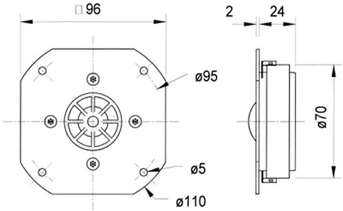 Visaton Hochtonkalotte DSM 25 FFL Titan - Impedanz: 8 ? - Lautsprecher Kategorie: Hochtöner - Durchmesser: 1  - Aktiv Lautsprecher: Nein - Nennleistung: 80 W - Montage: Einbau