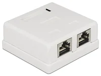 Delock Gehäuse Cat.6 LSA 2-fach - Detailfarbe: Weiss - Montage: Wand - Aufputz - Desktop - Serie: Standard - E-Nr.: 0 - Schirmung: Ja - Schnittstellen: 2x RJ-45 - LSA