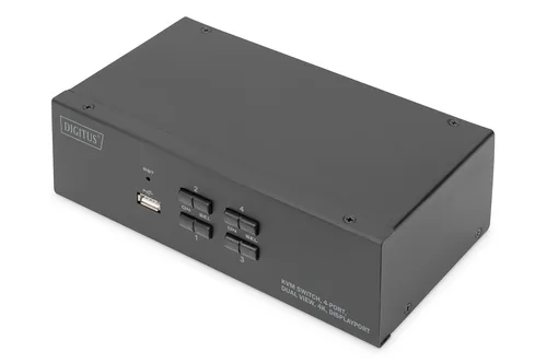 DIGITUS KVM Switch, 4-Port, Dual Display, 4K, DisplayPort