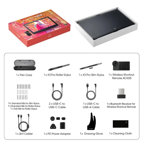 XP-PEN Grafiktablet Artist Pro 19 Gen. 2 - Stromversorgung: Netzbetrieb - Aktive Arbeitsfläche: 409 mm x 230 mm - Anzahl Druckstufen: 16384 × - Detailfarbe: Schwarz - Schnittstellen: USB Typ C - Display vorhanden: Ja