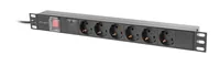 LANBERG 19 PDU-Steckdosenleiste 1U 6xSchuko 2m 16A, schwarz