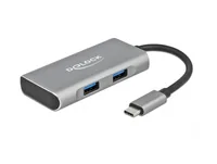 Delock USB 3.1 Hub - Stromversorgung: USB - Anzahl Ports: 4 - Detailfarbe: Grau - USB Standard: 3.1 Gen 2 (10 Gbps) - USB Anschluss 2 (Endgerät): USB A - USB C - USB Anschluss 1 (Quelle): USB C