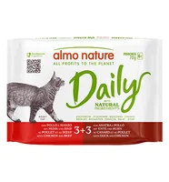 Almo Nature Nassfutter Daily Multipack mit Huhn, Rind und Ente 6 x 70g - Tierbedürfnis: Kein besonderes Bedürfnis - Geschmacksrichtung: Rind - Zertifikate: Keine Zertifizierung - Fleischsorte: Huhn - Ente - Rind - Futtereigenschaft: Keine besondere Futter