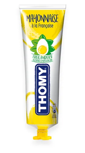 Thomy Mayonnaise à la française 265 g - Produkttyp: Mayonnaise - Nährwertangabe pro: 100 g - Energiegehalt (in kj): 3037 KJ - Energiegehalt (in kcal): 739 Kcal - Fett: 81 g - Gesättigte Fettsäuren: 8.2 g