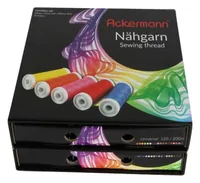 ACKERMANN Nähgarnbox (schwarz) mit 36 Farben á 200m