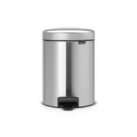 Brabantia Kosmetikeimer NewIcon 5 l, Matt Steel - Fassungsvermögen: 5 l - Höhe: 29.1 cm - Anzahl Behälter: 1 - Detailfarbe: Silber - Form: Rund - Material: Edelstahl