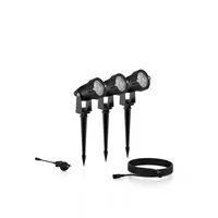 Philips Outdoor Niedervolt Caper Spots CH 3x1.5W, 2700 K, Schwarz - Leuchten Kategorie: Gartenleuchte - Spot - Dimmbar: nicht dimmbar - Lichtfarbe: Warmweiss (WW) - Zusätzliche Ausstattung: Mit Erdspiess - Leuchtenfarbe: Schwarz - Gesamtleistung: 4.5 W