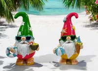 Dameco Dekofigur Gartenzwerg Beach 2-er Set, 8 cm x 11 cm x 18 cm - Produkttyp: Aufsteller - Detailfarbe: Mehrfarbig