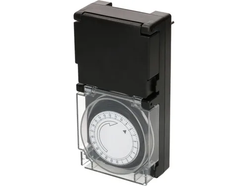 Max Hauri Zeitschaltuhr IP55 24 h Mechanisch - Montage: Zwischenstecker - Kürzeste Schaltzeit: 15 min - Anwendungsbereich: Outdoor - Indoor - Anzahl Schaltpunkte: 24 - Funktionsweise Zeitschaltuhr: Mechanisch - Funktionen: Dauerbetrieb Ein/Aus