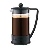 Bodum Kaffeebereiter Brazil Schwarz, 1 l - Materialtyp: Kunststoff - Material: Borosilikatglas - Kunststoff - Zubereitungssystem: Kanne - Anzahl Tassen: 8 × - Spülmaschinenfest: Ja - Fassungsvermögen: 1 l