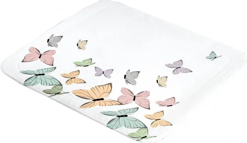 Kleine Wolke Duschwanneneinlage Butterflies 55 x 55 cm, Mehrfarbig/Weiss - Breite: 55 cm - Länge: 55 cm - Detailfarbe: Weiss - Mehrfarbig - Detailmaterial: Polyvinylchlorid (PVC) - Grundmaterial: Kunststoff