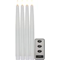 Star Trading LED-Stabkerzen Set Dinner Flamme Ø 2.2x28.6 cm, Weiss, 4 Stk - Betriebsart: Batteriebetrieb - Fernbedienung: Ja - Aussenanwendung: Nein - Höhe: 28.6 cm - Timerfunktion: Ja - Set: Ja