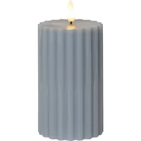 Star Trading LED-Kerze Pillar Flamme Stripe, Ø 7.5 x 15 cm, Blau - Betriebsart: Batteriebetrieb - Fernbedienung: Nein - Aussenanwendung: Nein - Höhe: 15 cm - Timerfunktion: Ja - Set: Nein