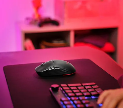 Trust Gaming-Maus GXT 926 Redex II - Maus Features: Seitliche Zusatztasten - Beleuchtung - Programmierbare Tasten - Bedienungsseite: Rechtshänder - Detailfarbe: Schwarz - Gewicht: 99 g - Verbindungsart: Kabellos - Schnittstelle: USB-C