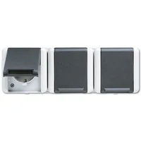 Jung Schuko-Steckdose 3-fach 8230W WG800 IP44 waagr.Mont. 5 Leit-E. 8230W (8230W)