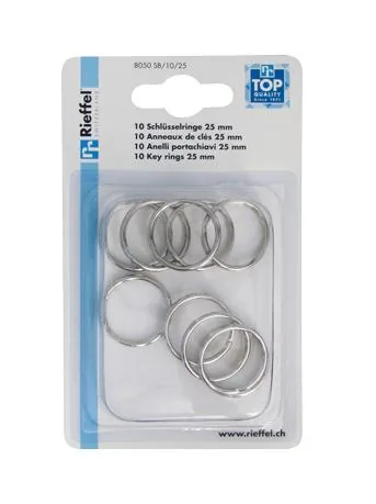Robert Rieffel Schlüsselring 25 mm, 10 Stück, Silber - Motiv: Ohne Motiv - Detailfarbe: Silber