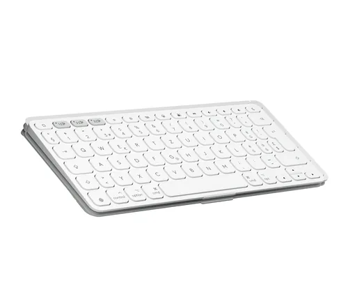 Logitech Tastatur Keys-To-Go 2 Apple Pale grey - Tastatur Typ: Mobile - Tastaturlayout: QWERTZ (CH) - Tastatur Features: Hotkeys - Medientasten - Easy Switch - Keyboard Tasten: Chiclet (Notebook) - Detailfarbe: Weiss - Grau - Ziffernblock: Nein
