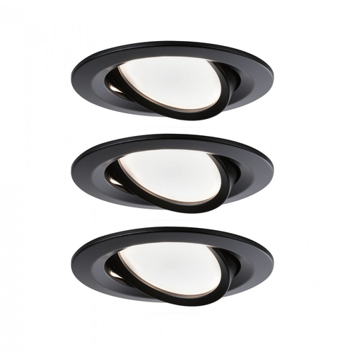 Paulmann Einbauspot Nova Coin Set, 3 x 6 W, 2700 K, Schwarz - Leuchten Kategorie: Spot - Betriebsart: Netzbetrieb - Lampensockel: LED fest verbaut - Farbtemperatur Kelvin: 2700 K - Gesamtleistung: 18 W - Farbwiedergabeindex CRI: 80
