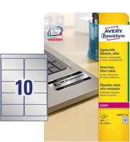 Avery Zweckform Typenschild-Etiketten L6012-20 96 x 50.8 mm - Klebehaftung: Stark haftend - Drucker Kompatibilität: Laser - Anzahl Blatt: 20 × - Papierformat: A4 - Anzahl Etiketten: 200 - Etikettengrösse: 96 mm
