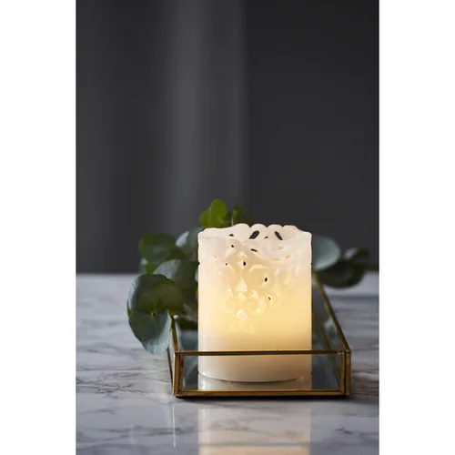 Star Trading LED-Kerze Pillar Clary Ø 8 x 10 cm, Weiss - Betriebsart: Batteriebetrieb - Fernbedienung: Nein - Aussenanwendung: Nein - Höhe: 10 cm - Timerfunktion: Ja - Set: Nein