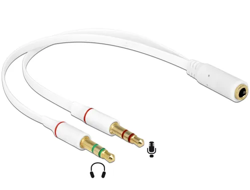 Delock Headset Adapter 1 x 3,5 mm 4 Pin Klinkenbuchse > 2 x 3,5 mm 3 Pin Klinke