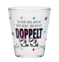 Sheepworld Schnapsglas Doppelt 60 ml, 1 Stück - Material: Glas - Höhe: 6 cm - Volumen: 6 ml - Glas Typ: Schnapsglas - Verpackungseinheit: 1 Stück - Detailfarbe: Rot - Blau - Schwarz