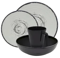 Eurotrail Outdoor-Geschirrset Isla Schwarz - Produkttyp: Geschirr-Set - Material: Melamin - Biologisch abbaubar: Nein - Zertifikate: Keine Zertifizierung - Set: Ja - Zusammenklappbar: Nein
