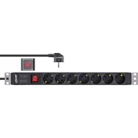 InLine 19" Steckdosenleiste - 7-fach Schutzkontakt - mit Schalter - 2m - schwarz