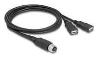 Delock M12 Kabel A-kodiert 8 Pin Buchse zu 2 x USB 2.0 Typ-A Buchse 1 m schwarz