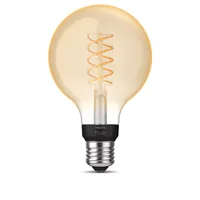 Philips Hue White E27 Einzelpack Globe Filament 550 lm - Lampensockel: E27 - Farbtemperatur Kelvin: 2100 K - Aussenanwendung: Nein - Gesamtleistung: 7 W - Lichtfarbe: Warmweiss (WW) - Leuchten Kategorie: Leuchtmittel