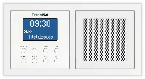Technisat DAB+ Radio DigitRadio Up 1 Weiss - Widerstandsfähigkeit: Keine Angabe - Radio Tuner: DAB+ - FM - Stromversorgung: Netzbetrieb - Detailfarbe: Weiss - Streaming Formate: Keine - Ausstattung: Display - Equalizer - Schlummerfunktion - Senderspeicher
