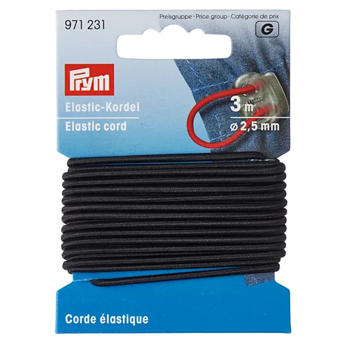 Prym Elastikband Kordel 2.5 mm, Schwarz - Verpackungseinheit: 1 Stück - Detailfarbe: Schwarz - Produkttyp: Elastikband