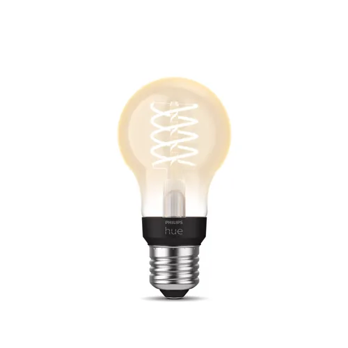 Philips Hue Leuchtmittel White E27 Einzelpack Filament 550 lm - Lampensockel: E27 - Farbtemperatur Kelvin: 2100 K - Aussenanwendung: Nein - Gesamtleistung: 7.2 W - Lichtfarbe: Warmweiss (WW) - Leuchten Kategorie: Leuchtmittel