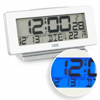 ADE Funkwecker mit Temperatur und Datumsanzeige, Weiss - Funktionen: Snooze-Funktion - Schlummertaste - Ausstattung: Zeit - Innentemperatur - Displaytyp: Digital - Detailfarbe: Weiss - Funksignal: Ja - Betriebsart: Batteriebetrieb