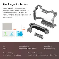 Smallrig HawkLock Schnellwechselkäfig-Kit für Canon EOS R5 Mark II - Detailfarbe: Schwarz