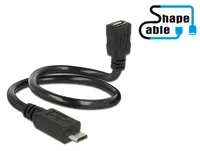 Delock USB-OTG-Kabel ShapeCable Micro-USB B - Micro-USB B 0.35 m - Kabeltyp: Anschlusskabel - Detailfarbe: Schwarz - USB Standard: 2.0 (480 Mbps) - Länge: 0.35 m - USB Anschluss 2 (Endgerät): Micro-USB B - Geschlecht Anschluss 2 (Endgerät): Female (Buchse
